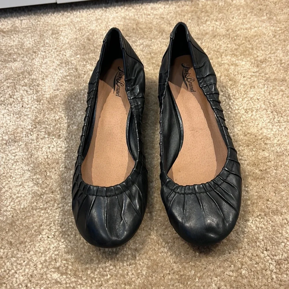 Lucky Brand Black Leather Wedges 9